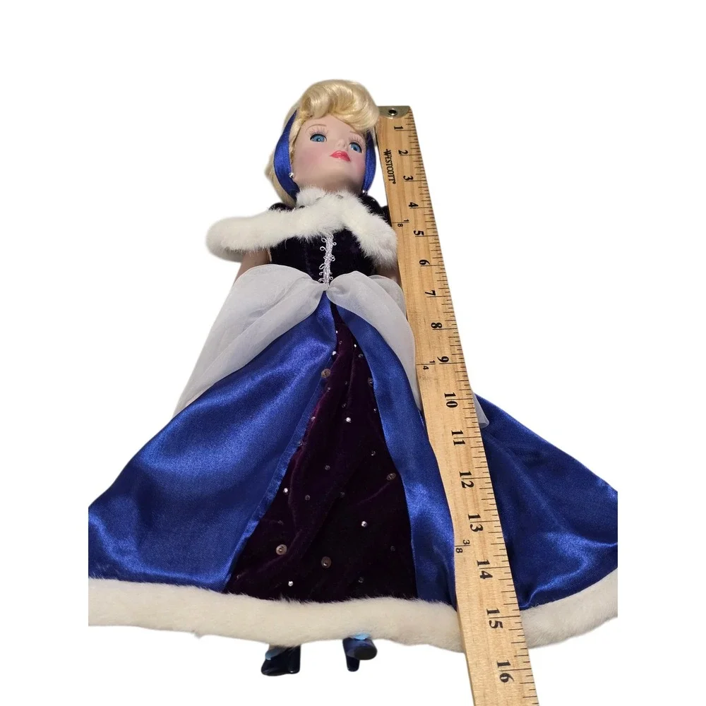 Cinderella Holiday Princess Porcelain Keepsake Doll Blue Velvet Winter Gown